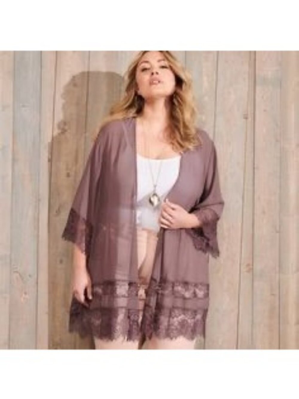 Torrid Lavender Sheer Chiffon Lace Kimono Duster Jacket Cardigan Wrap Size 1X 2X
